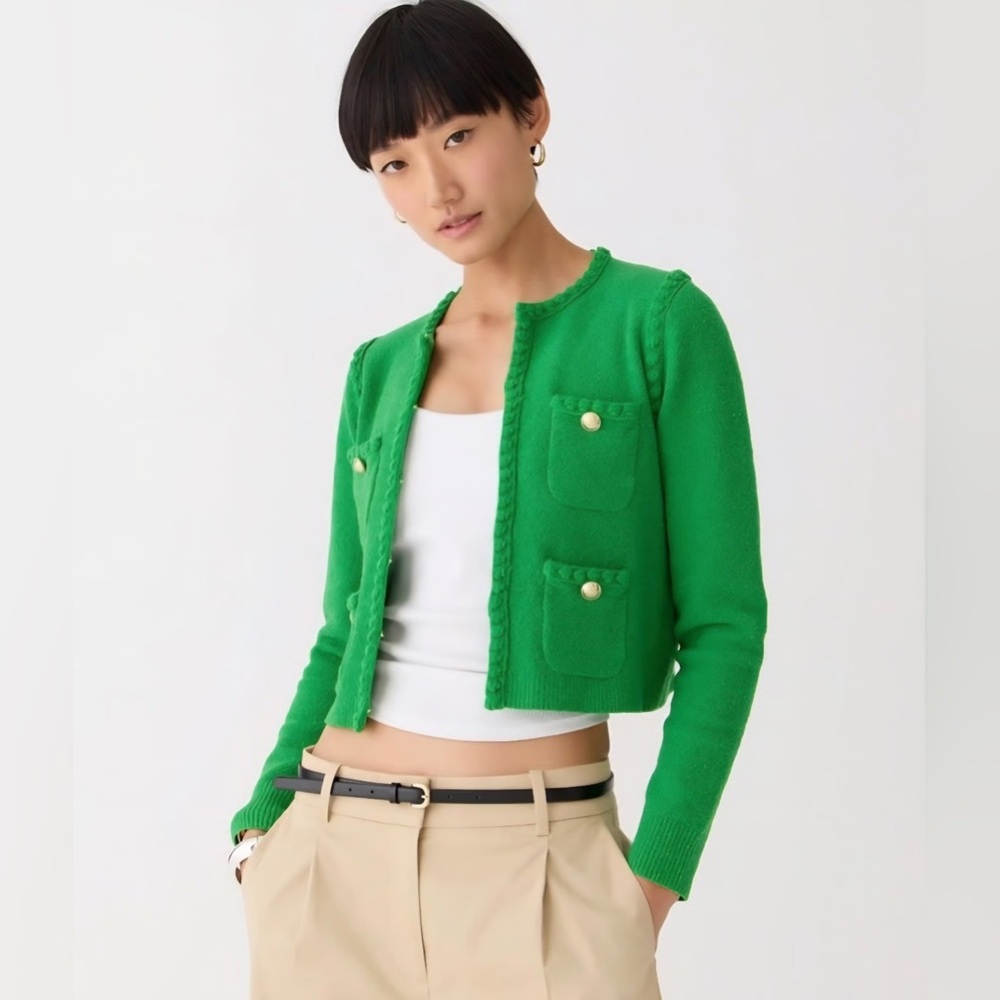 J. Crew Green Cardigan Sweater